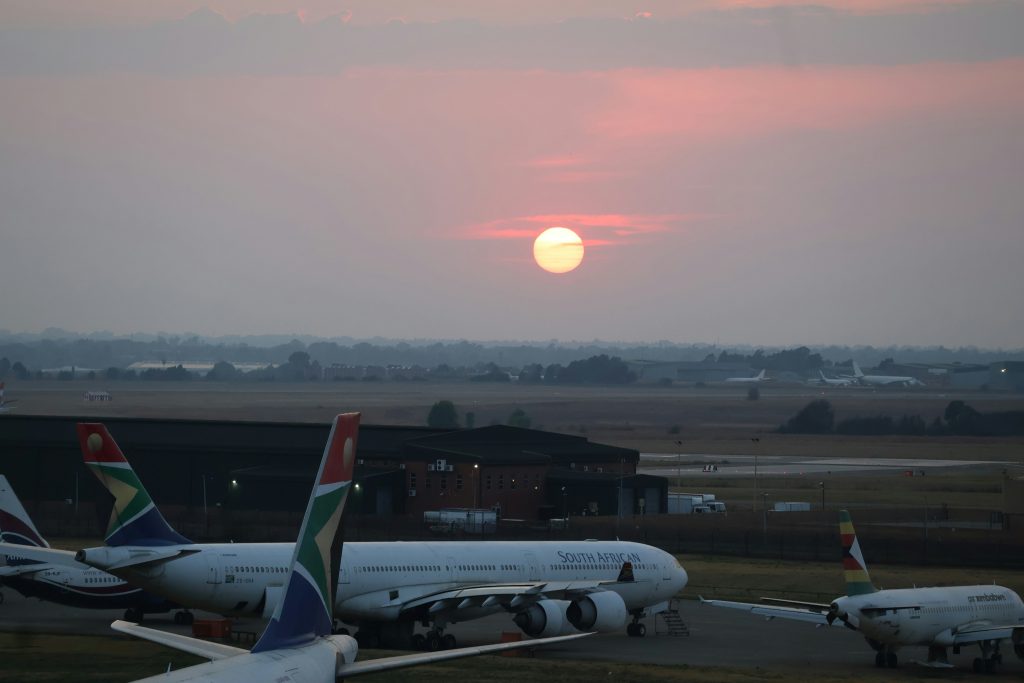 Airplane taking off from South Africa representing safer travel routes for South Africans in 2026