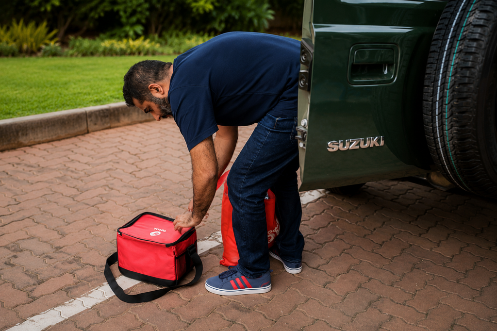 Cooler bag packed with drinks for a South African road trip