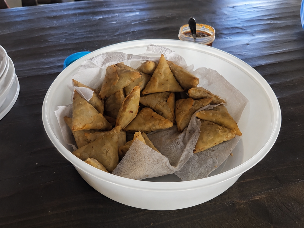 Samoosas packed as snacks for a South African road trip